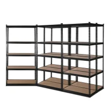 Giantz Heavy-Duty 5-Tier Garage Shelving, 200kg/Tier, Adjustable Black Steel and MDF Storage Rack, 90x40x180cm