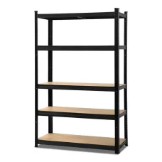 Giantz 1.8M Heavy-Duty Warehouse Rack - 5-Tier Adjustable Steel Shelving, 1000kg Capacity, Easy Assembly, Black