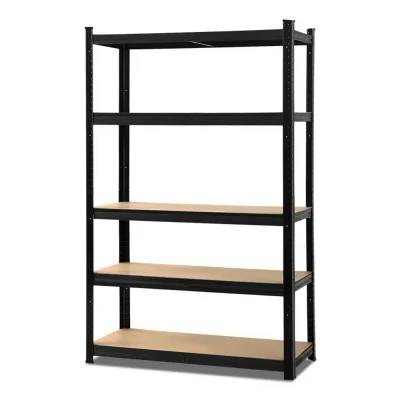 Giantz 1.8M Heavy-Duty Warehouse Rack - 5-Tier Adjustable Steel Shelving, 1000kg Capacity, Easy Assembly, Black