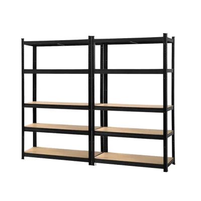 Giantz 2x1.8M Black Garage Shelving Rack | Heavy-Duty Steel, Adjustable 200kg/Tier, 5 Shelves, Boltless Assembly
