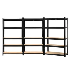 Giantz 3x1.8M Black Garage Shelving Rack - Heavy-Duty Steel, Adjustable Beams, 200kg/Tier, Easy Assembly, 5 Shel