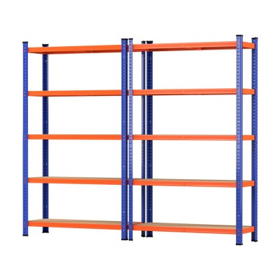 Giantz 2 x 1.8M Heavy Duty Garage Shelving Rack, 5-Tier Adjustable Steel Storage, 200kg Per Shelf, Boltless Assembly Giantz 2 x 1.8M Heavy Duty Garage Shelving Rack, 5-Tier Adjustable Steel Storage, 200kg Per Shelf, Boltless Assembly