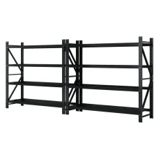 Giantz 4M x 1.8M Steel Garage Shelving Rack, Heavy Duty 200kg Per Shelf, Adjustable, Black, Set of 2 Units