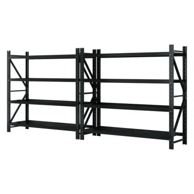 Giantz 4M x 1.8M Steel Garage Shelving Rack, Heavy Duty 200kg Per Shelf, Adjustable, Black, Set of 2 Units