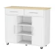 Artiss 100cm White Kitchen Island Trolley Cart with Drawers, Cabinets, Shelves, MDF, Mobile Serving Storage