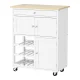 Artiss Kitchen Island Trolley Rolling Cart, MDF, White & Oak, 67x38x86.5cm, Storage Drawer, Cupboard, Lockable Wheels Artiss Kitchen Island Trolley Rolling Cart, MDF, White & Oak, 67x38x86.5cm, Storage Drawer, Cupboard, Lockable Wheels