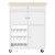 Artiss Kitchen Island Trolley Rolling Cart, MDF, White & Oak, 67x38x86.5cm, Storage Drawer, Cupboard, Lockable Wheels