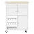 Artiss Kitchen Island Trolley Rolling Cart, MDF, White & Oak, 67x38x86.5cm, Storage Drawer, Cupboard, Lockable Wheels